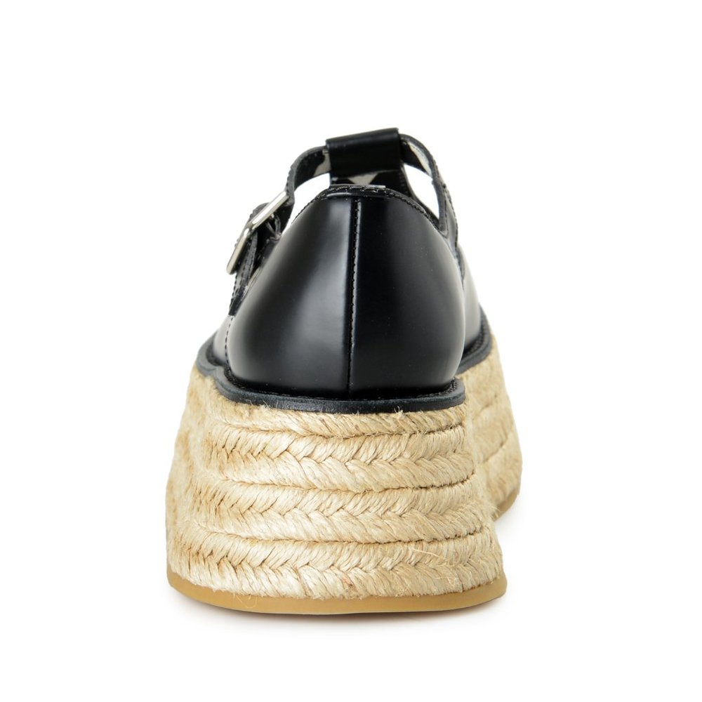 Burberry Women's "ALDWYCH JUTE" Black Leather Platform Baby Doll Shoes - Picture 3 of 8